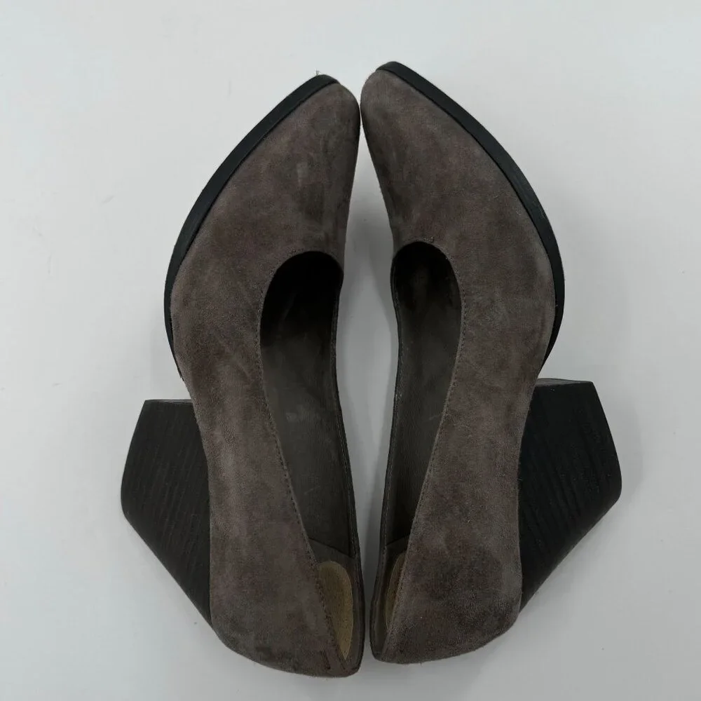 Eileen Fisher Hawk Suede Chunky Heel Pumps 8.5M